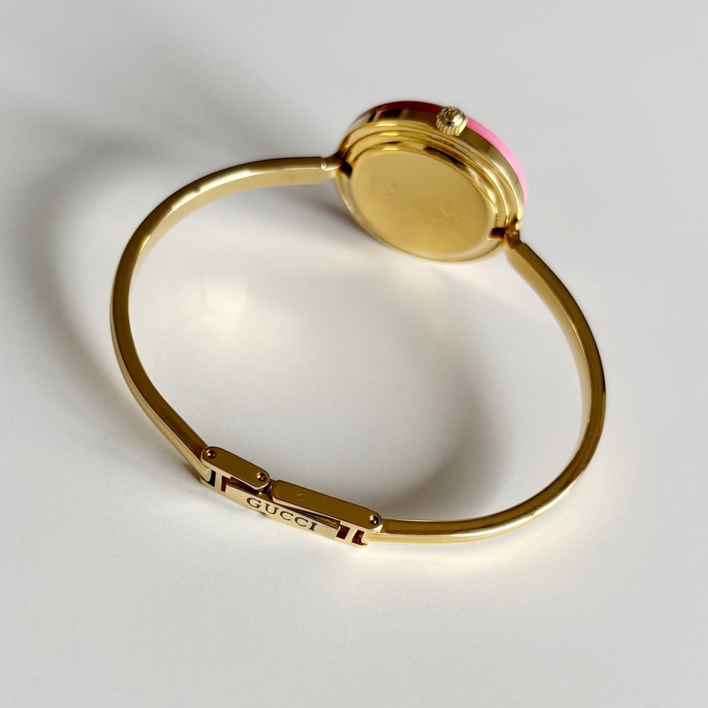 Gucci 1990s Interchangeable Bezel Gold Plated Bangle Watch with 12 bezels, case