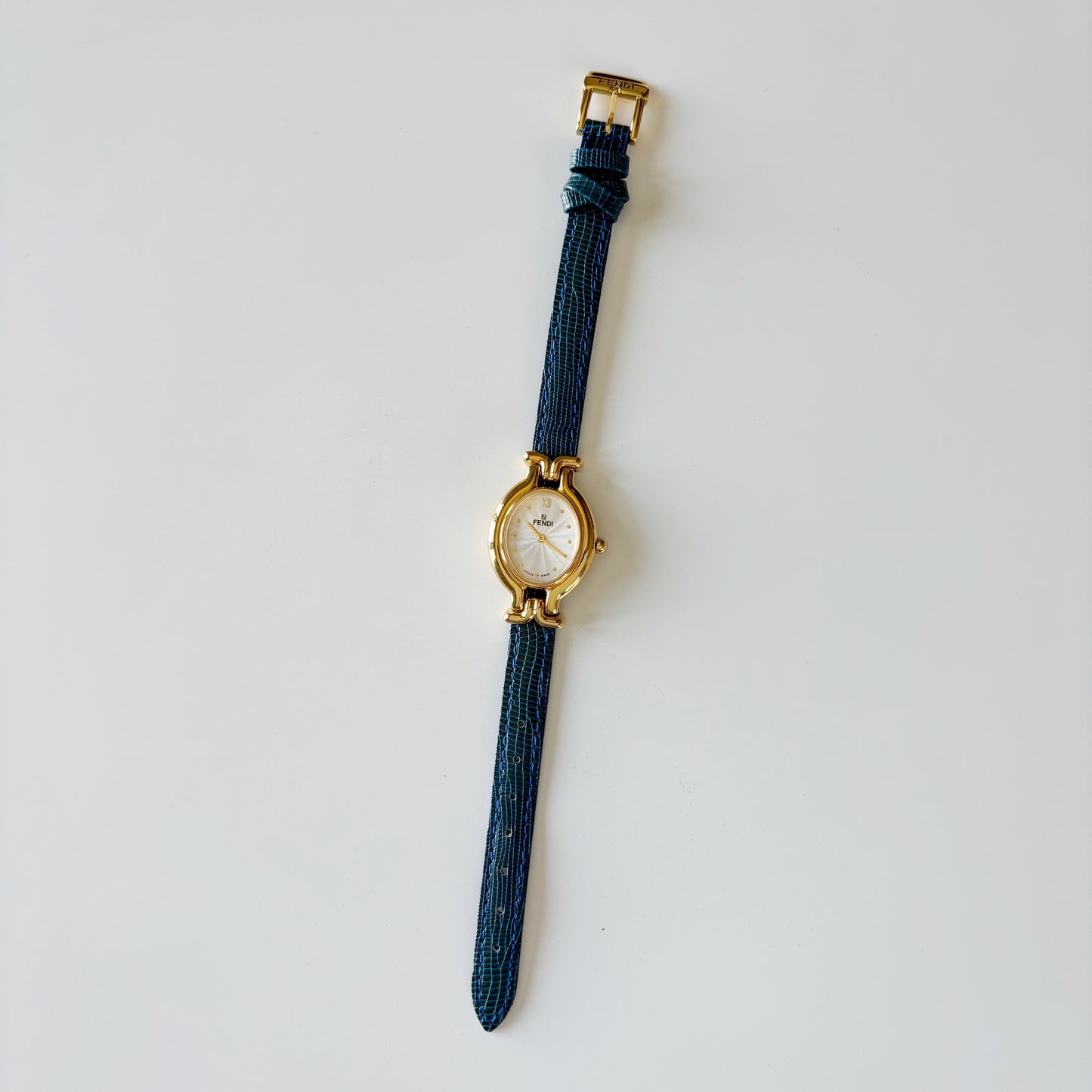 Fendi 1990s Interchangeable Strap Gold Plated Watch with 5 straps, case