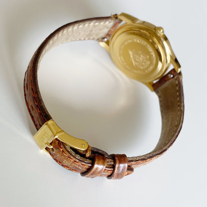 Gucci 1990s Date Gold Plated Round Watch
