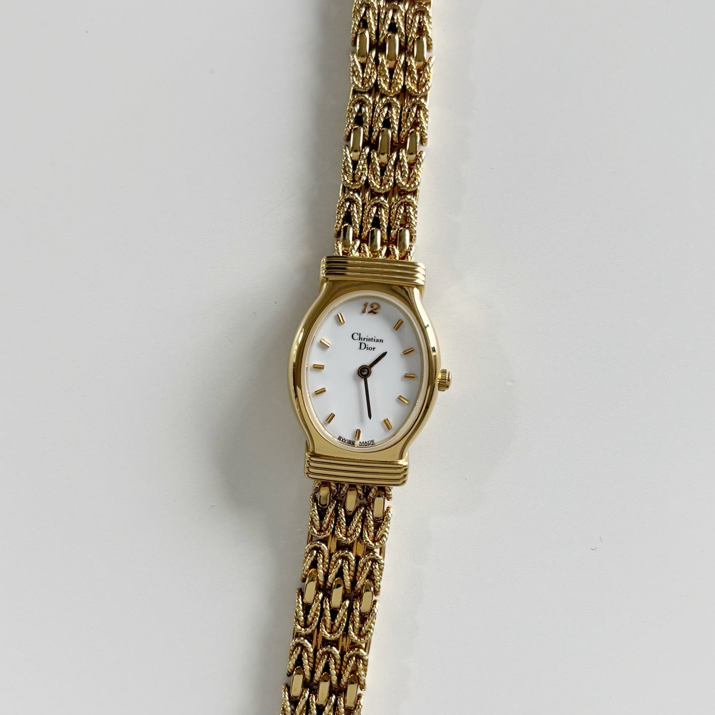 Dior 1990s Oval Dial Gold Plated Watch