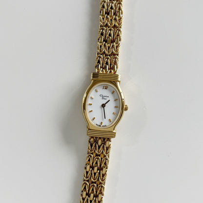 Dior 1990s Oval Dial Gold Plated Watch