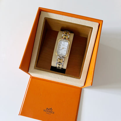 Hermes 1990s Two Tone Rectangular Watch