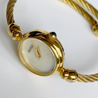 Gucci 1990s Seashell Dial  Gold Plated Bangle Watch