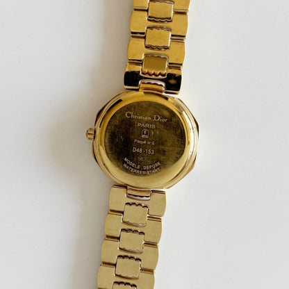 Dior 1990s Octagon Gold Plated Watch