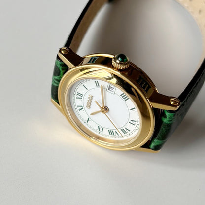 Gucci 1990s Date Round Dial Gold Plated Watch