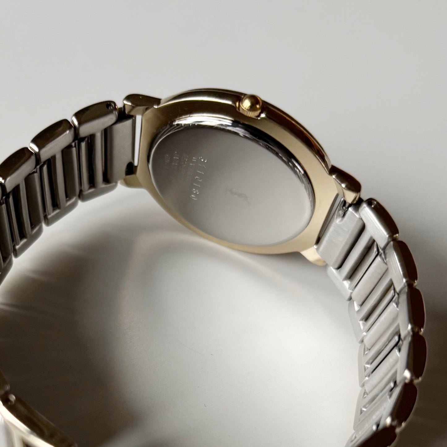 Yves Saint Laurent 1990s Cream Round Dial Two Tone Watch (Large)