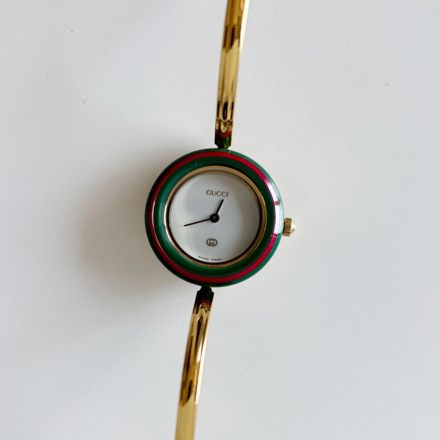 Gucci 1990s Interchangeable Bezel Gold Plated Watch with 12 bezels, case (Small)