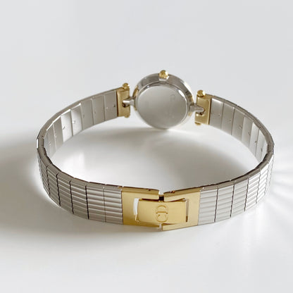 Dior 1990s Navy Dial Gold Plated Two Tone Watch