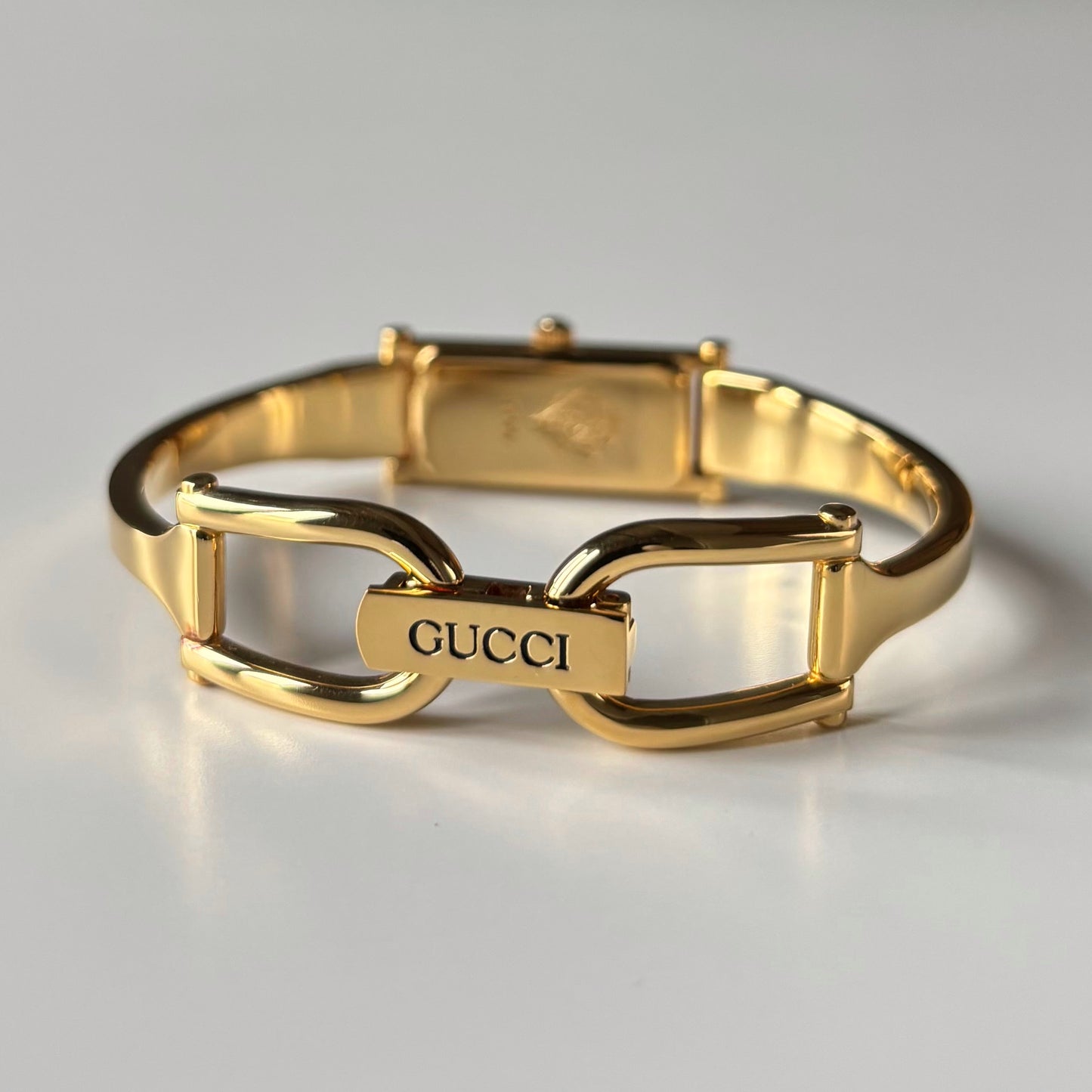Gucci 1990s Seashell Dial Gold Plated Bangle Watch