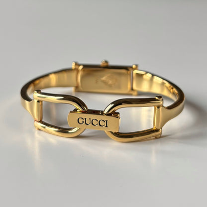 Gucci 1990s Seashell Dial Gold Plated Bangle Watch