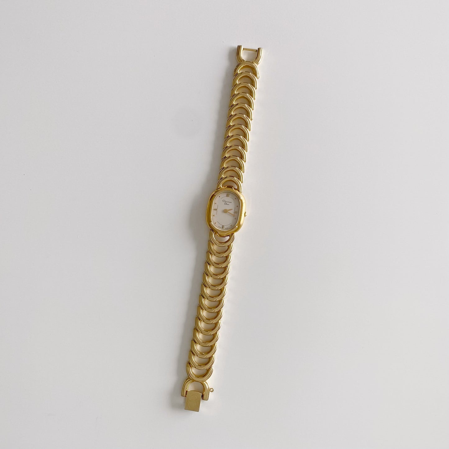 Dior 1990s Oval Gold Plated Watch