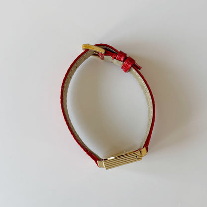 Dior 1990s La Parisienne Interchangeable Strap Square Dial Gold Plated Watch with 3 straps, case