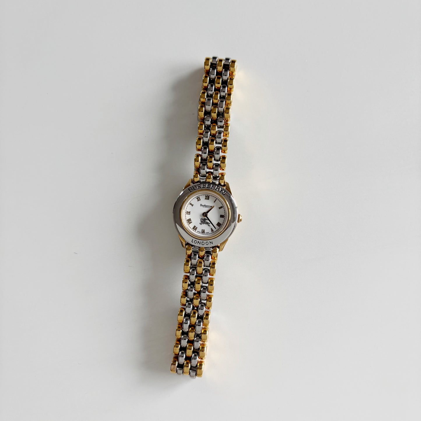 Burberry 1990s Round Dial Two Tone Watch