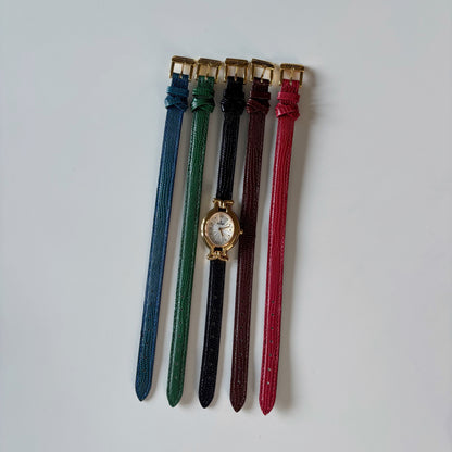 Fendi 1990s Interchangeable Strap Gold Plated Watch with 5 straps, case