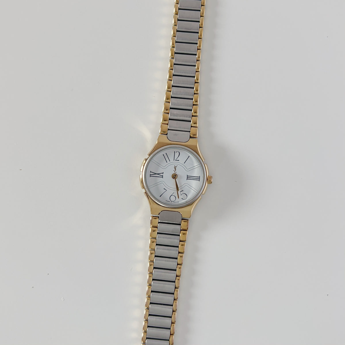 Yves Saint Laurent 1990s Round Dial Two-Tone Gold-Plated Watch
