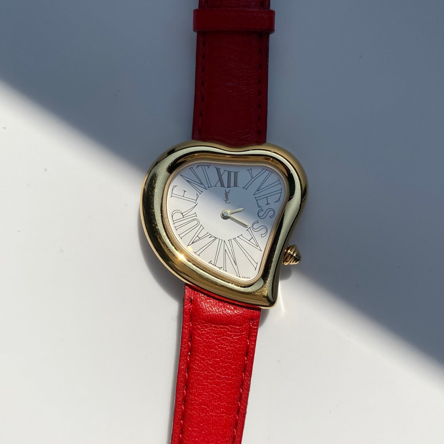 Yves Saint Laurent 1990s Heart shaped Dial Gold Plated Watch