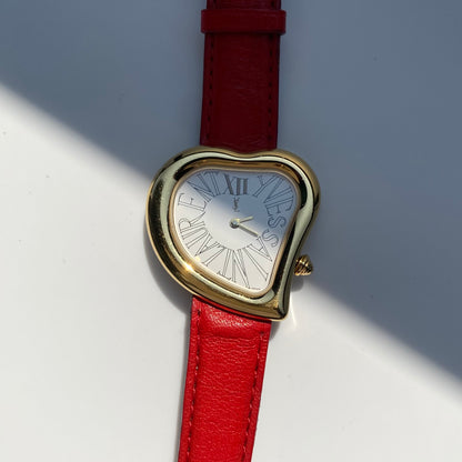 Yves Saint Laurent 1990s Heart shaped Dial Gold Plated Watch