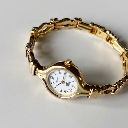 Burberry 1990s Round Dial Gold Plated Watch