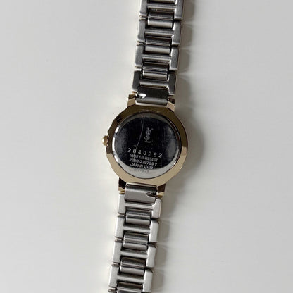 Yves Saint Laurent 1990s Black Dial Two Tone Watch