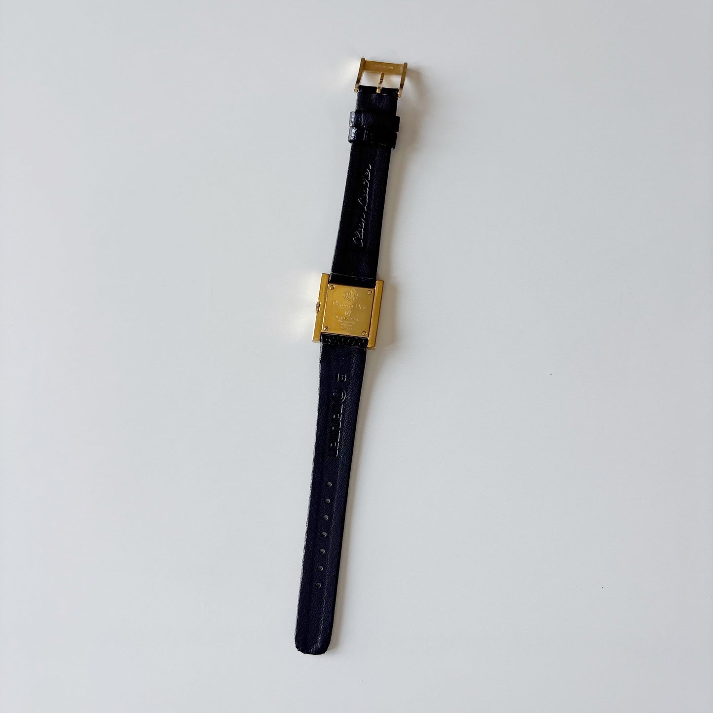 Dior 1990s Square Dial Gold Plated Watch
