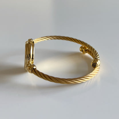 Gucci 1990s Seashell Dial Gold Plated Cable Bangle Watch