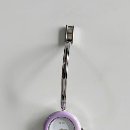 Gucci 1990s Interchangeable Bezel Stainless Steel Bangle Watch with 12 bezels, case