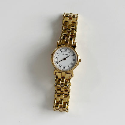 Gucci 1990s Round Dial Gold Plated Watch