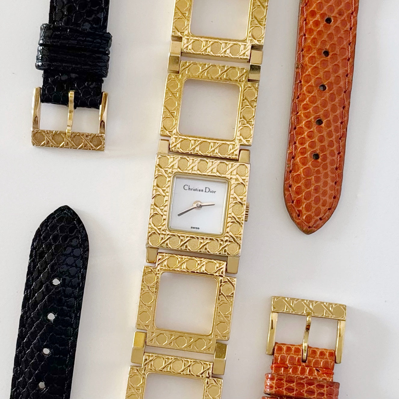 Dior Early 2000s La Parisienne Gold Plated Interchangeable Watch