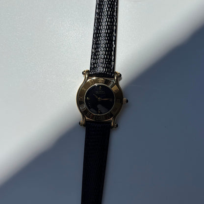 Gucci 1990s Black Dial Gold Plated Watch