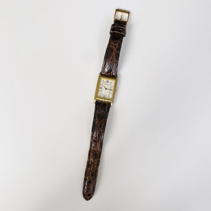 Yves Saint Laurent 1990s Tank Brown Leather Watch