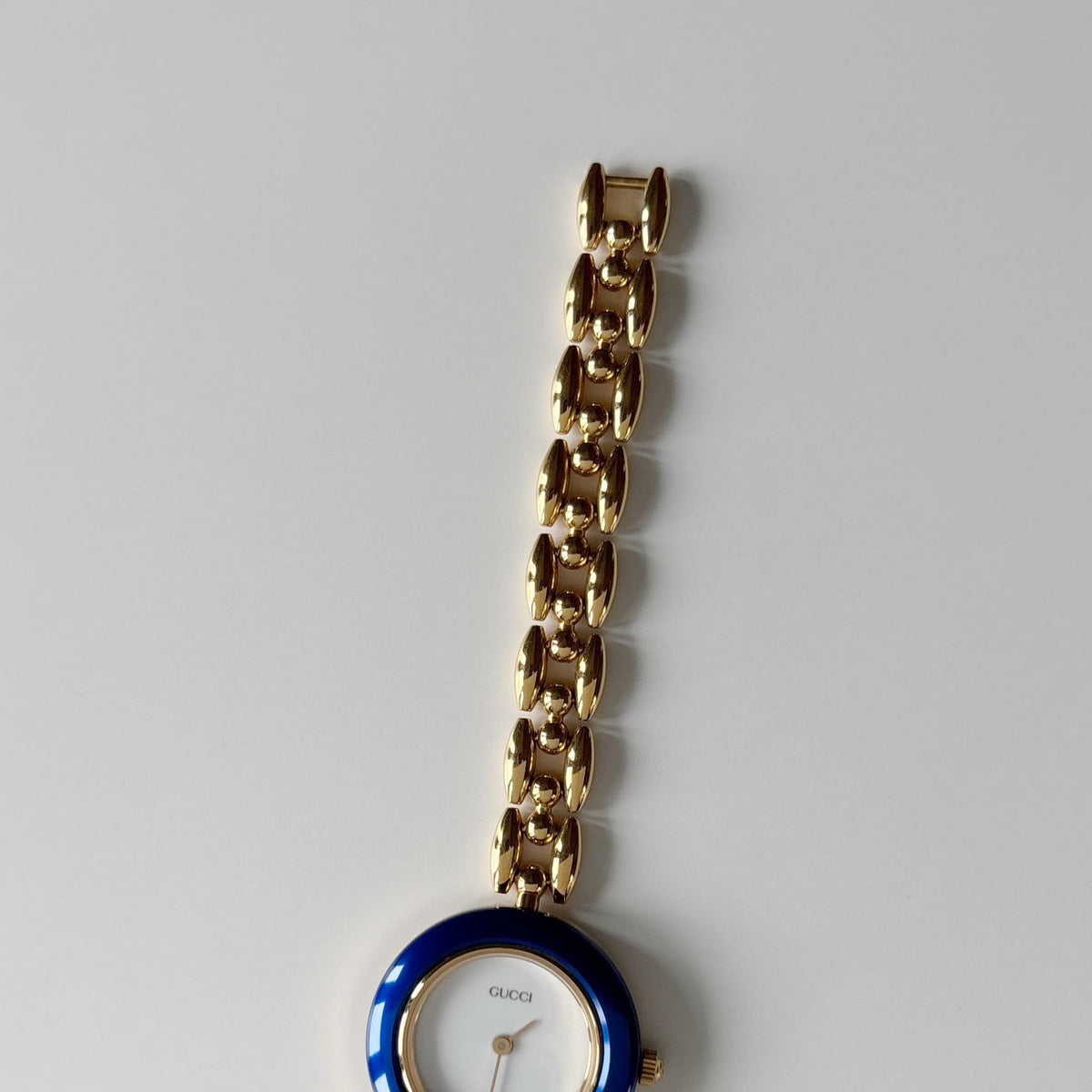 Gucci 1990s Interchangeable Bezel Gold Plated Rice Chain Watch with 6 bezels, case (160mm)