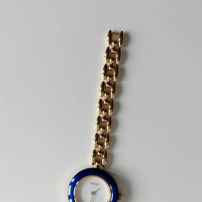 Gucci 1990s Interchangeable Bezel Gold Plated Rice Chain Watch with 6 bezels, case (160mm)