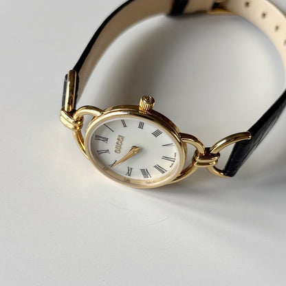 Gucci Round Dial Horsebit Gold-Plated Watch