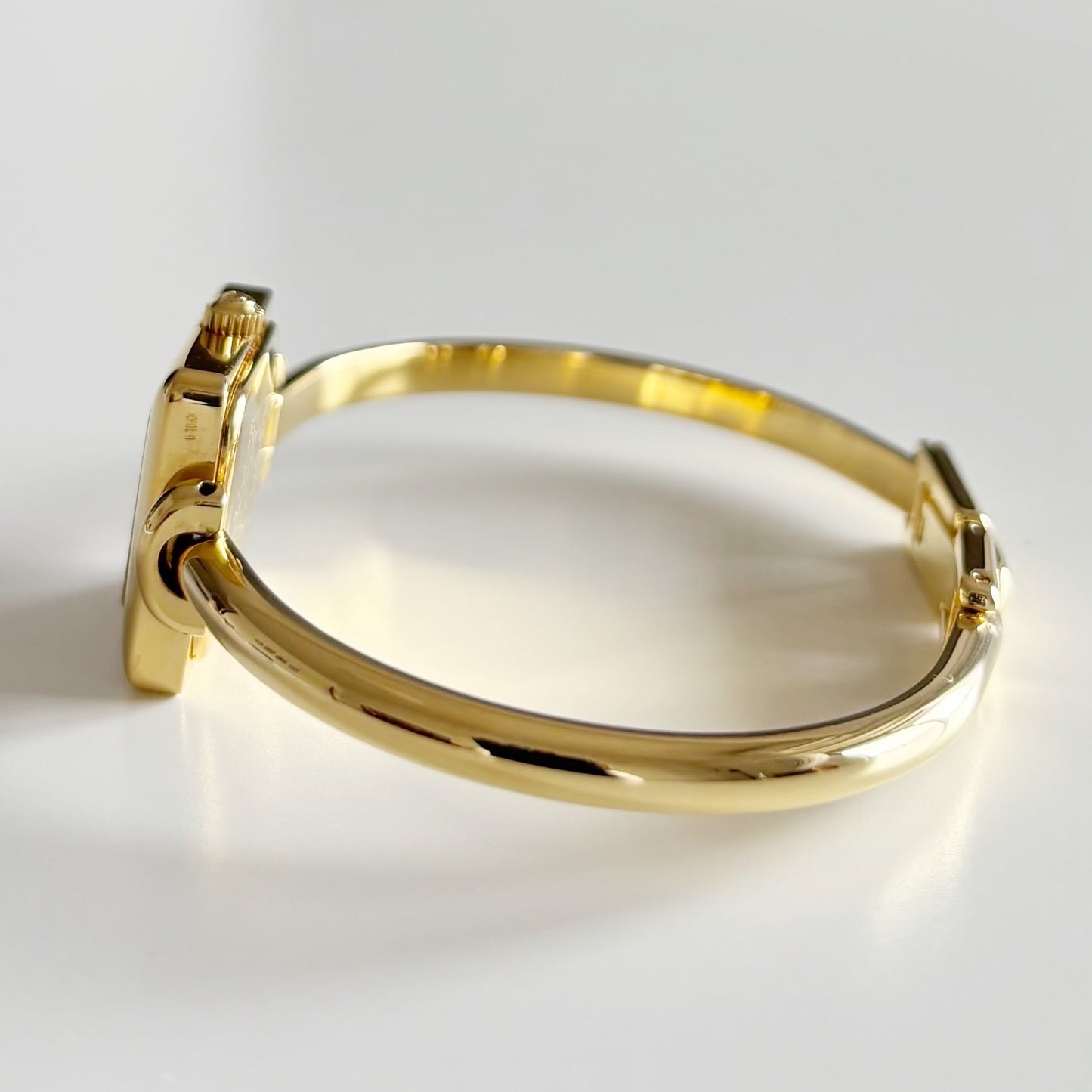 Gucci 1990s Square Dial Gold Plated Bangle Watch