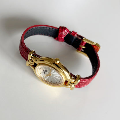 Fendi 1990s Interchangeable Strap Gold Plated Watch with 5 straps, case