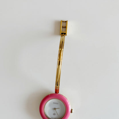 Gucci 1990s Interchangeable Bezel Gold Plated Bangle Watch with 12 bezels, case
