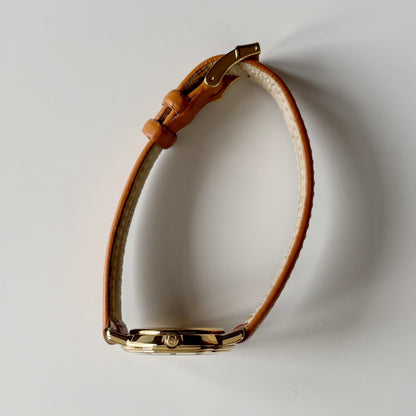Gucci 1990s Sub Second Round Dial Gold Plated Watch