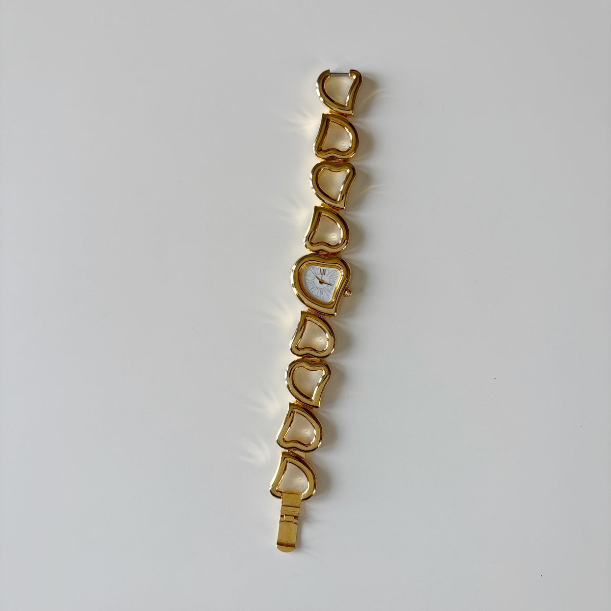 Yves Saint Laurent 1990s Heart  Dial Band Gold Plated Watch