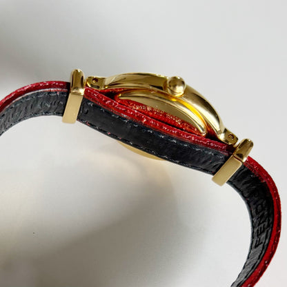 Fendi 1990s Interchangeable Strap Gold Plated Watch with 5 straps, case