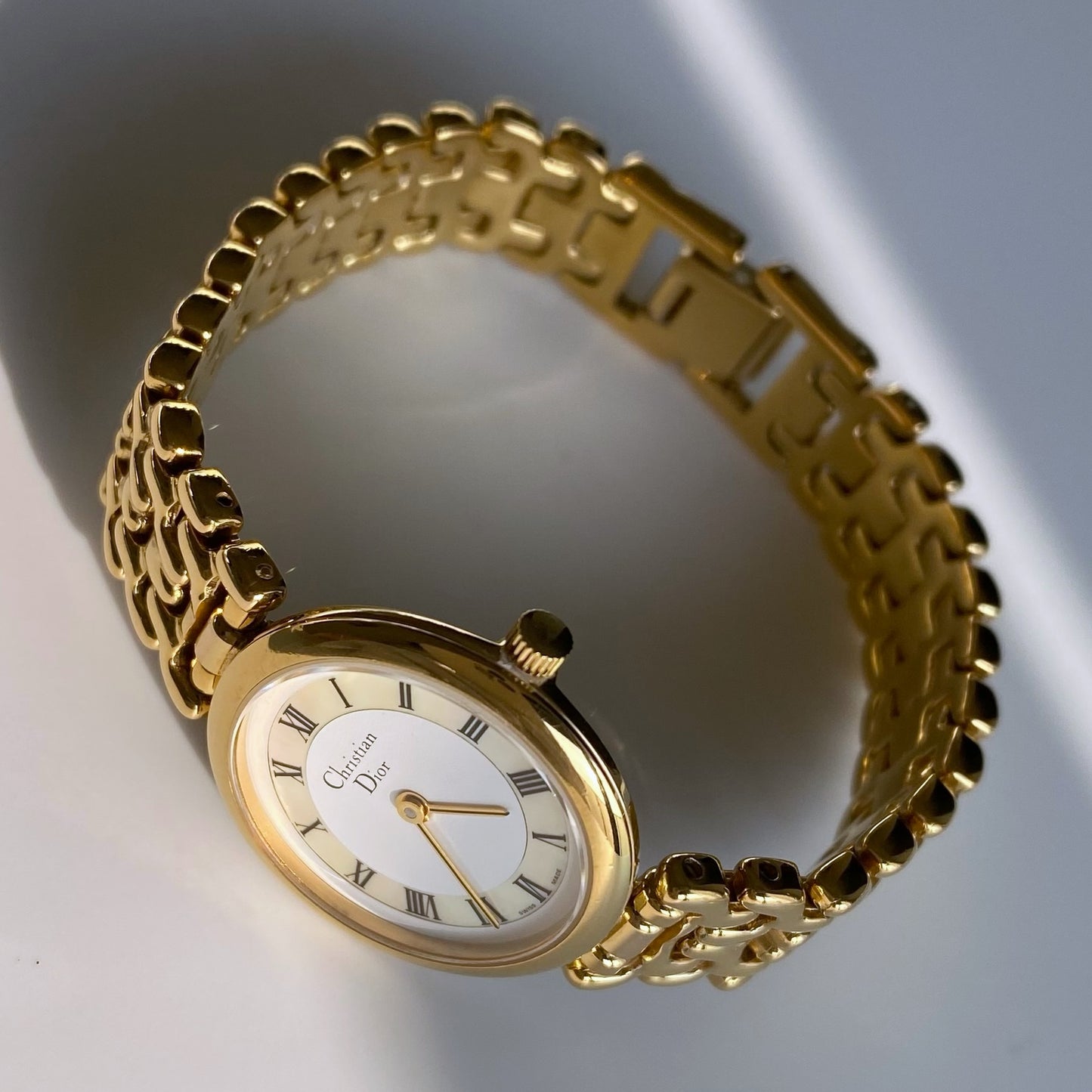 Dior 1990s Seashell Dial Round Watch