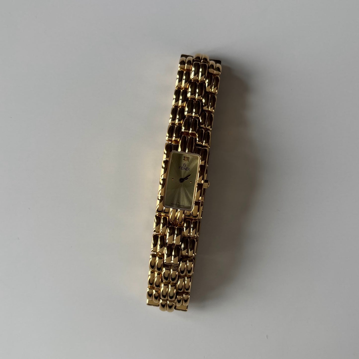 Fendi 1990s Gold Dial Gold Plated Watch