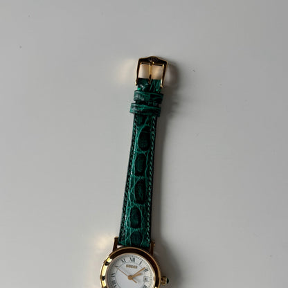 Gucci 1990s Date Round Dial Gold Plated Watch