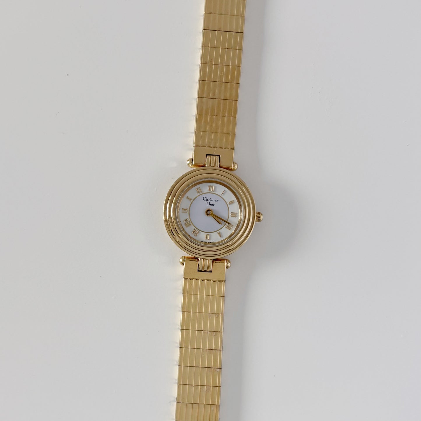 Dior 1990s Round Dial Gold Plated Watch