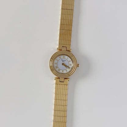 Dior 1990s Round Dial Gold Plated Watch