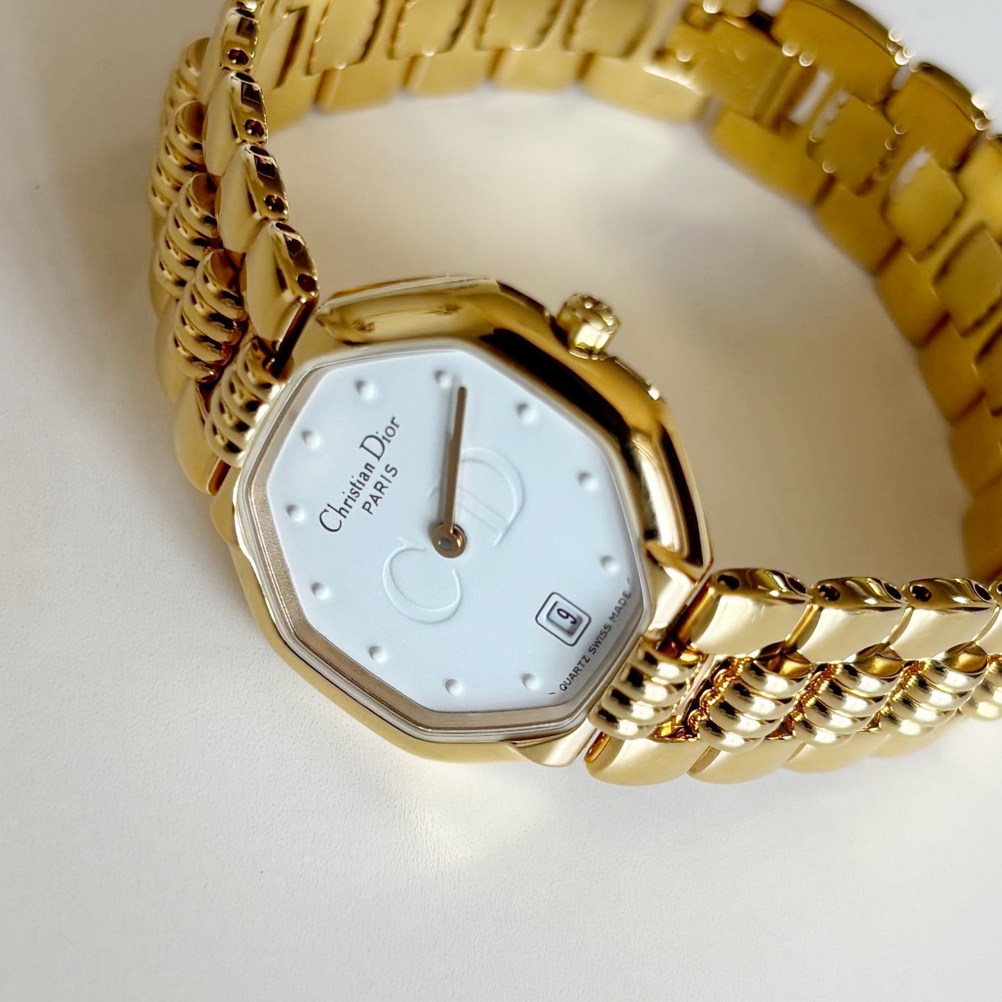 Dior 1990s Octagon Gold Plated Watch