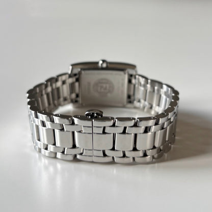 Fendi 1990s Seashell Dial Tank Silver Watch