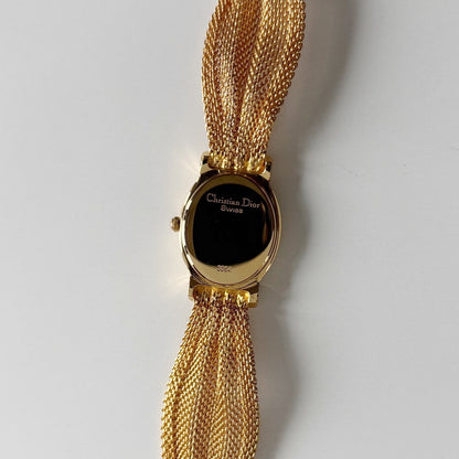 Dior 1990s Gold Oval Dial Gold Plated Watch
