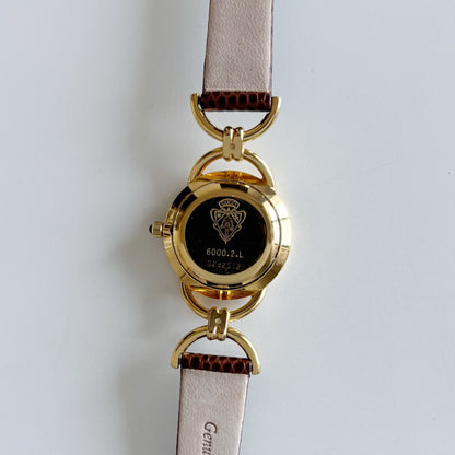 Gucci 1990s Seashell Dial Gold Plated Horsebit Watch