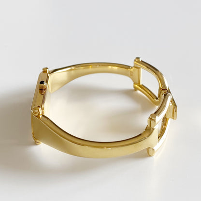 Gucci 1990s Gold Dial Gold Plated Bangle Watch (Small)