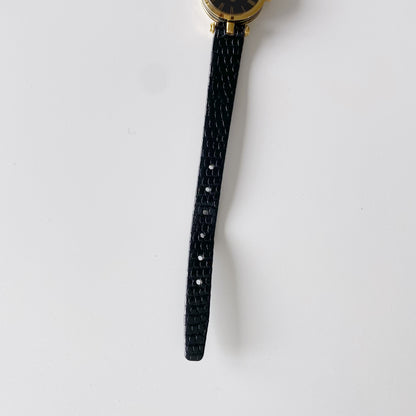 Gucci 1990s Sherry Black Dial Gold Plated Watch